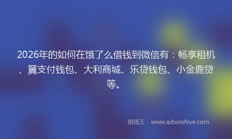 2026年的如何在饿了么借钱到微信有：畅享租机、翼支付钱包、大利商城、乐贷钱包、小金鹿贷等。