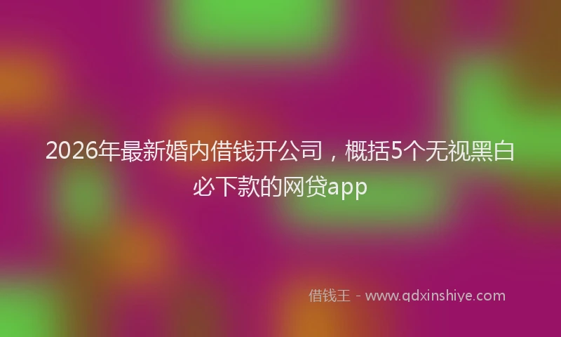 2026年最新婚内借钱开公司，概括5个无视黑白必下款的网贷app