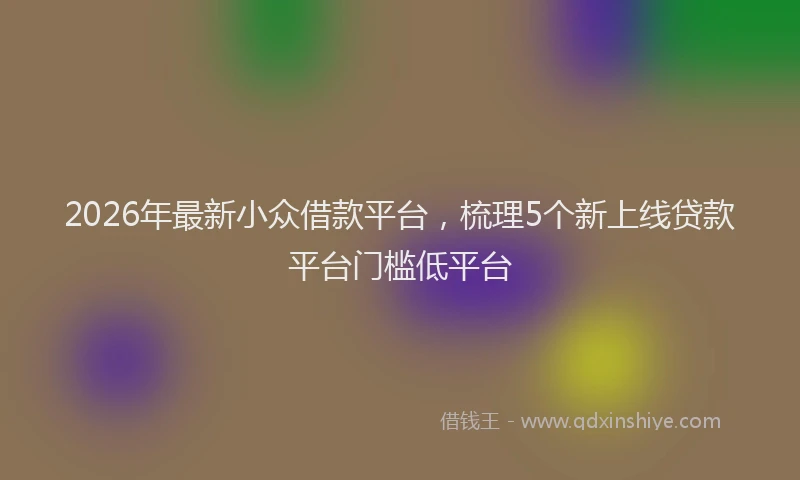 2026年最新小众借款平台，梳理5个新上线贷款平台门槛低平台