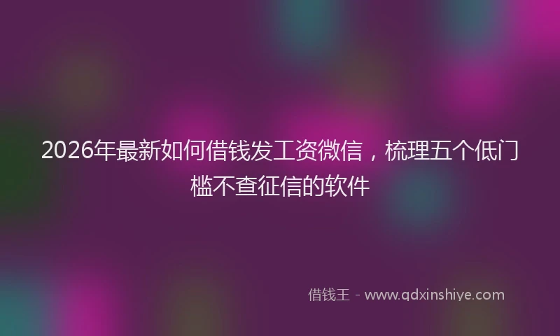 2026年最新如何借钱发工资微信，梳理五个低门槛不查征信的软件