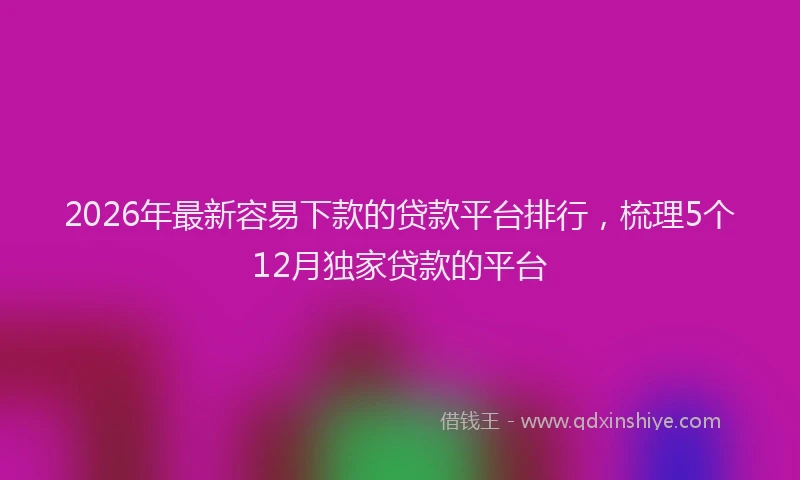 2026年最新容易下款的贷款平台排行，梳理5个12月独家贷款的平台