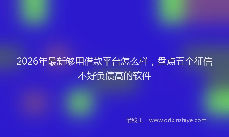 2026年最新够用借款平台怎么样,盘点五个征信不好负债高的软件