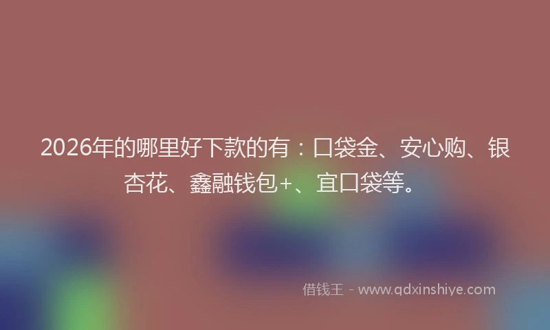 2026年的哪里好下款的有:口袋金、安心购、银杏花、鑫融钱包+、宜口袋等。