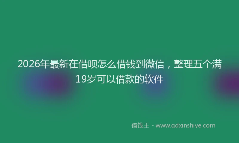 2026年最新在借呗怎么借钱到微信，整理五个满19岁可以借款的软件