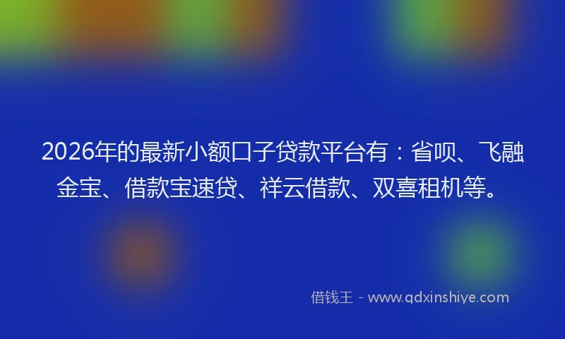 2026年的最新小额口子贷款平台有：省呗、飞融金宝、借款宝速贷、祥云借款、双喜租机等。
