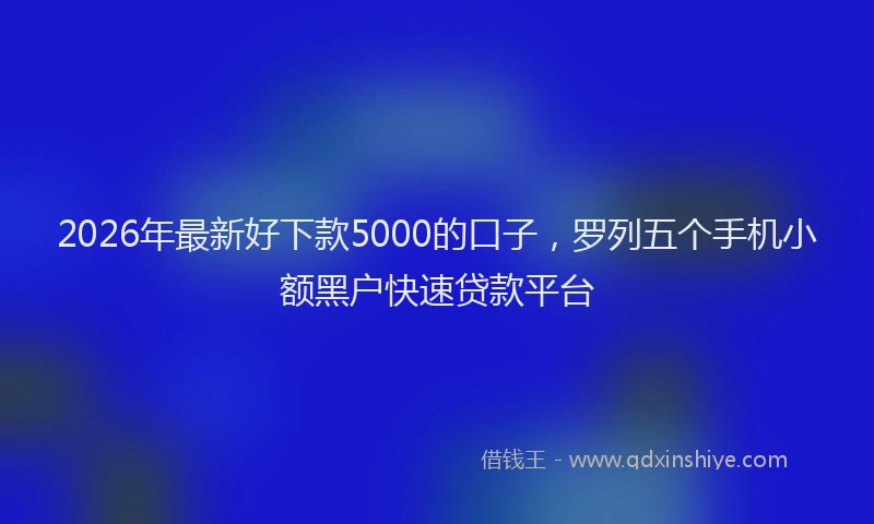 2026年最新好下款5000的口子，罗列五个手机小额黑户快速贷款平台