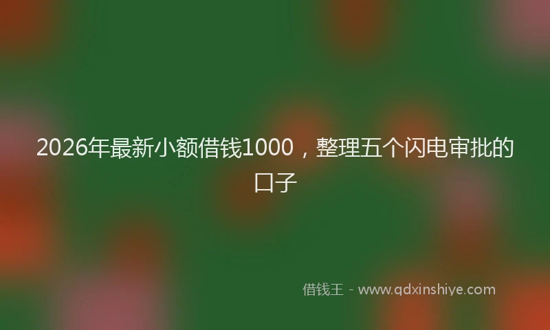 2026年最新小额借钱1000，整理五个闪电审批的口子