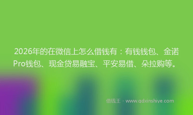 2026年的在微信上怎么借钱有：有钱钱包、金诺Pro钱包、现金贷易融宝、平安易借、朵拉购等。