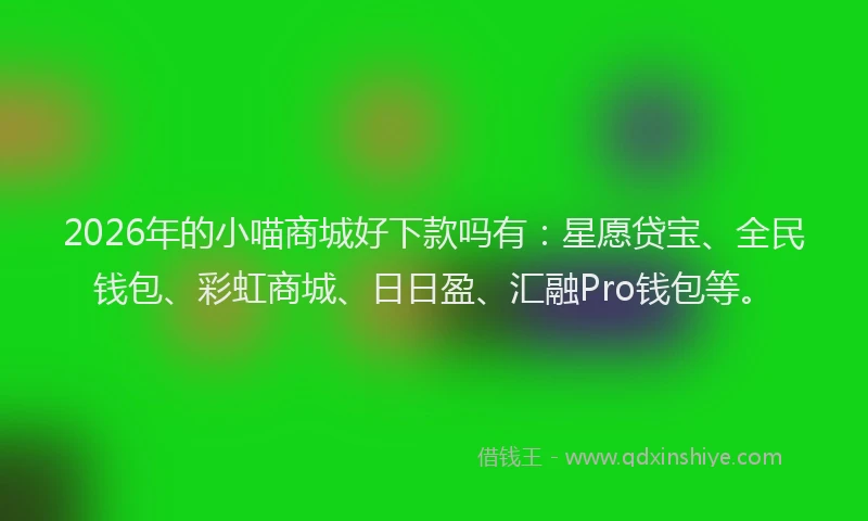 2026年的小喵商城好下款吗有：星愿贷宝、全民钱包、彩虹商城、日日盈、汇融Pro钱包等。