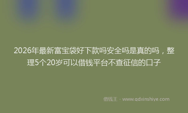 2026年最新富宝袋好下款吗安全吗是真的吗，整理5个20岁可以借钱平台不查征信的口子