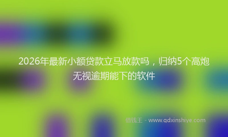 2026年最新小额贷款立马放款吗，归纳5个高炮无视逾期能下的软件