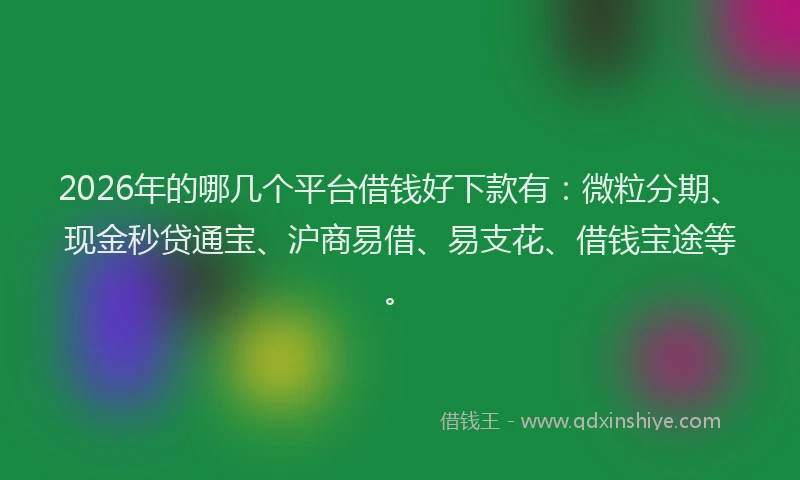 2026年的哪几个平台借钱好下款有:微粒分期、现金秒贷通宝、沪商易借、易支花、借钱宝途等。
