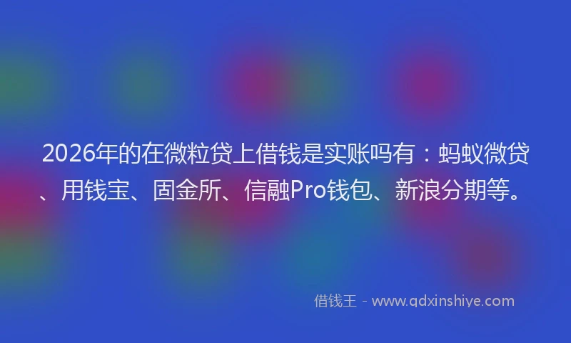 2026年的在微粒贷上借钱是实账吗有:蚂蚁微贷、用钱宝、固金所、信融Pro钱包、新浪分期等。