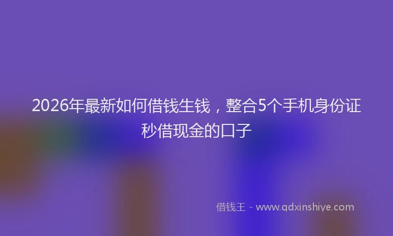2026年最新如何借钱生钱，整合5个手机身份证秒借现金的口子