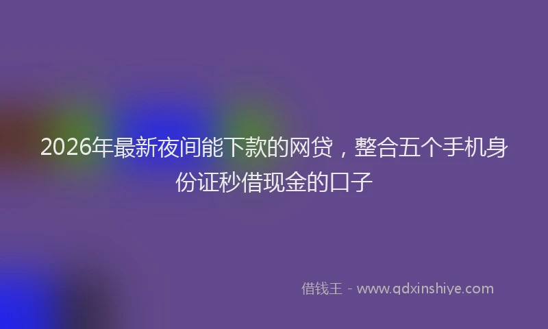 2026年最新夜间能下款的网贷，整合五个手机身份证秒借现金的口子