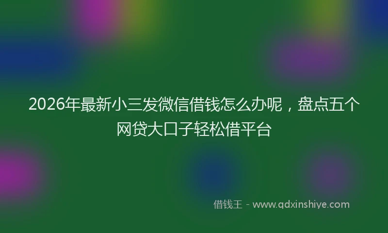 2026年最新小三发微信借钱怎么办呢，盘点五个网贷大口子轻松借平台