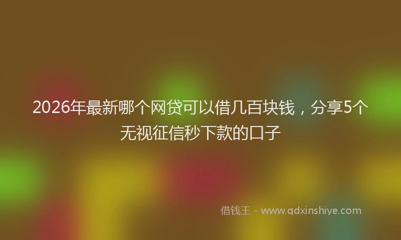 2026年最新哪个网贷可以借几百块钱，分享5个无视征信秒下款的口子