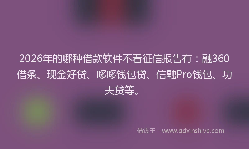 2026年的哪种借款软件不看征信报告有：融360借条、现金好贷、哆哆钱包贷、信融Pro钱包、功夫贷等。