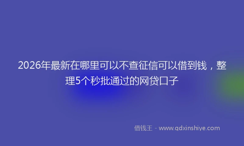 2026年最新在哪里可以不查征信可以借到钱，整理5个秒批通过的网贷口子