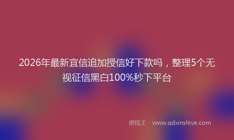 2026年最新宜信追加授信好下款吗，整理5个无视征信黑白100%秒下平台