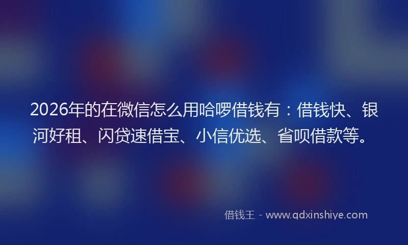 2026年的在微信怎么用哈啰借钱有:借钱快、银河好租、闪贷速借宝、小信优选、省呗借款等。