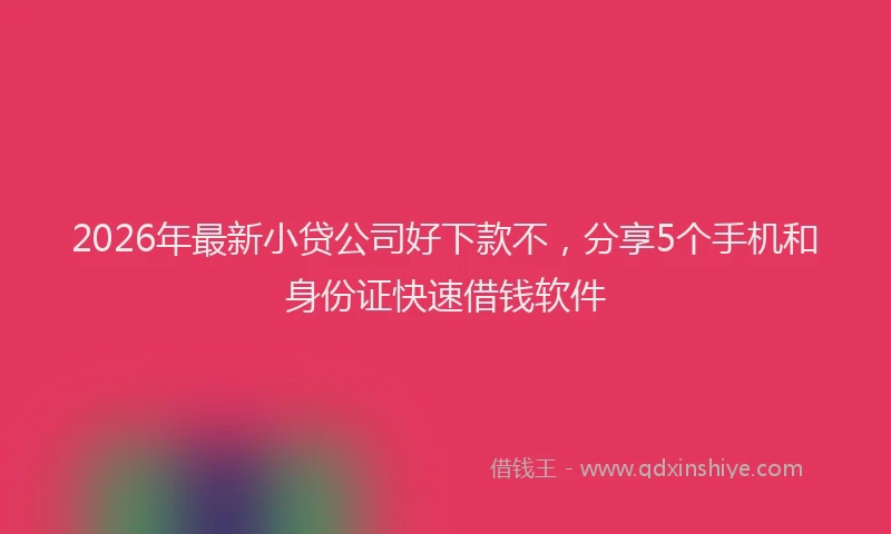 2026年最新小贷公司好下款不，分享5个手机和身份证快速借钱软件