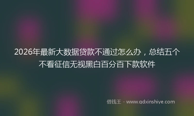 2026年最新大数据贷款不通过怎么办,总结五个不看征信无视黑白百分百下款软件