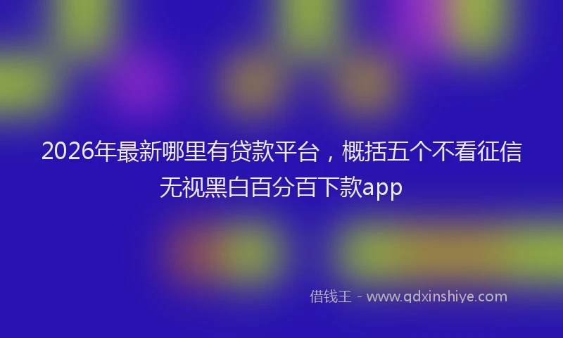 2026年最新哪里有贷款平台，概括五个不看征信无视黑白百分百下款app