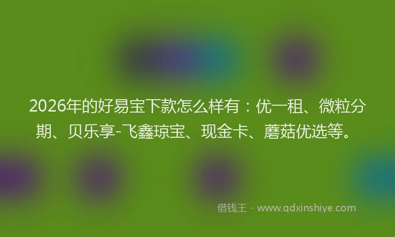 2026年的好易宝下款怎么样有：优一租、微粒分期、贝乐享-飞鑫琼宝、现金卡、蘑菇优选等。