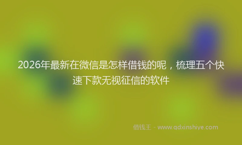 2026年最新在微信是怎样借钱的呢,梳理五个快速下款无视征信的软件