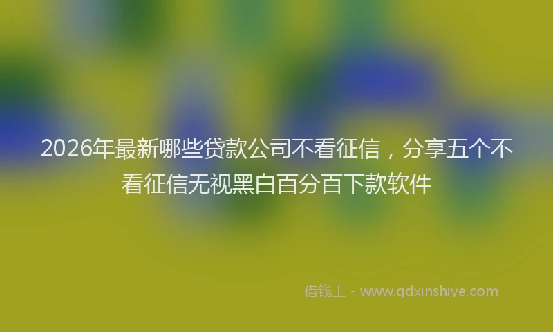 2026年最新哪些贷款公司不看征信，分享五个不看征信无视黑白百分百下款软件