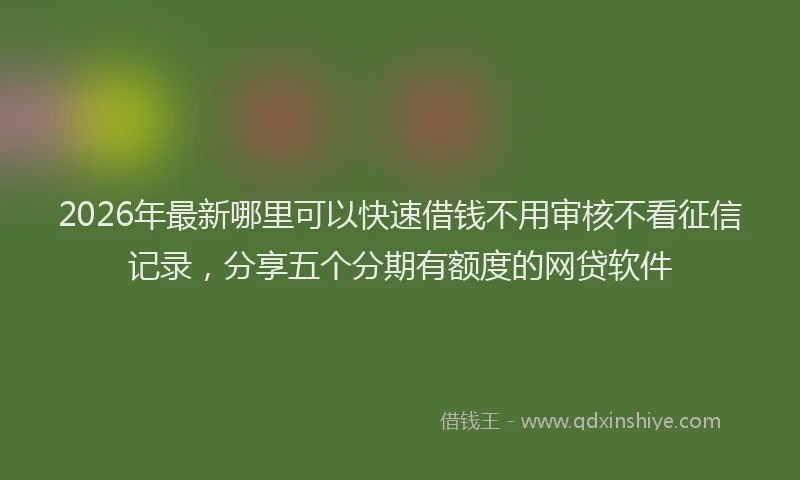 2026年最新哪里可以快速借钱不用审核不看征信记录，分享五个分期有额度的网贷软件