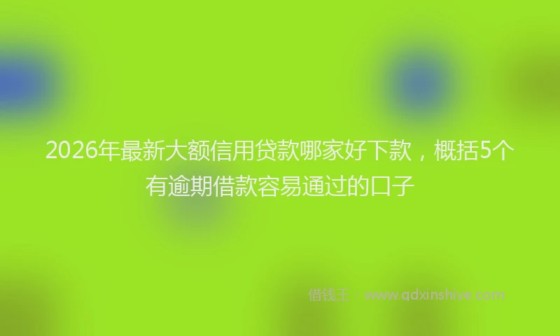 2026年最新大额信用贷款哪家好下款，概括5个有逾期借款容易通过的口子