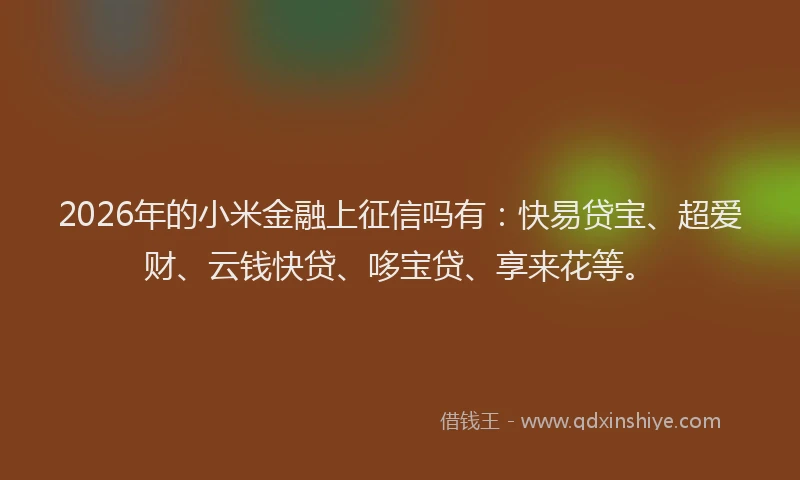 2026年的小米金融上征信吗有：快易贷宝、超爱财、云钱快贷、哆宝贷、享来花等。