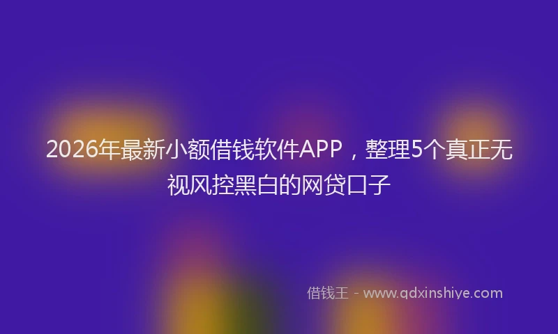 2026年最新小额借钱软件APP，整理5个真正无视风控黑白的网贷口子