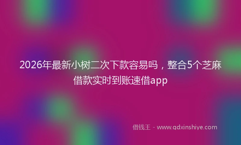 2026年最新小树二次下款容易吗，整合5个芝麻借款实时到账速借app