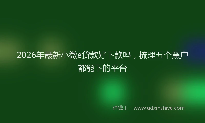 2026年最新小微e贷款好下款吗，梳理五个黑户都能下的平台
