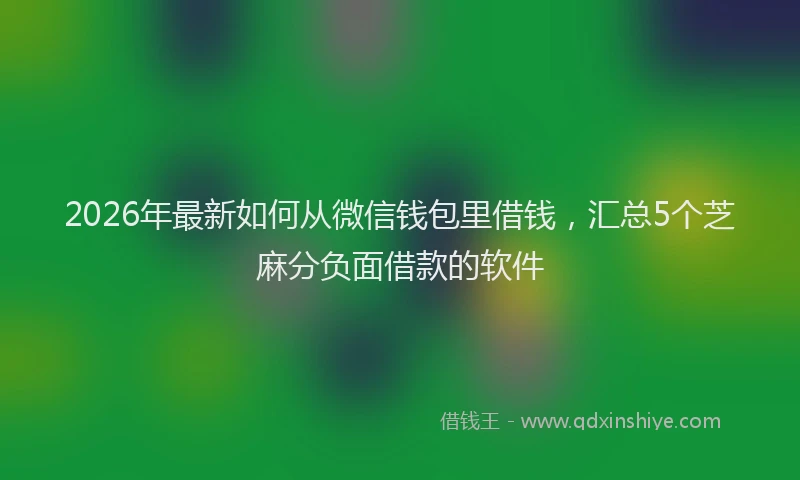 2026年最新如何从微信钱包里借钱，汇总5个芝麻分负面借款的软件