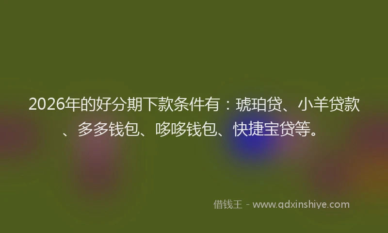 2026年的好分期下款条件有：琥珀贷、小羊贷款、多多钱包、哆哆钱包、快捷宝贷等。