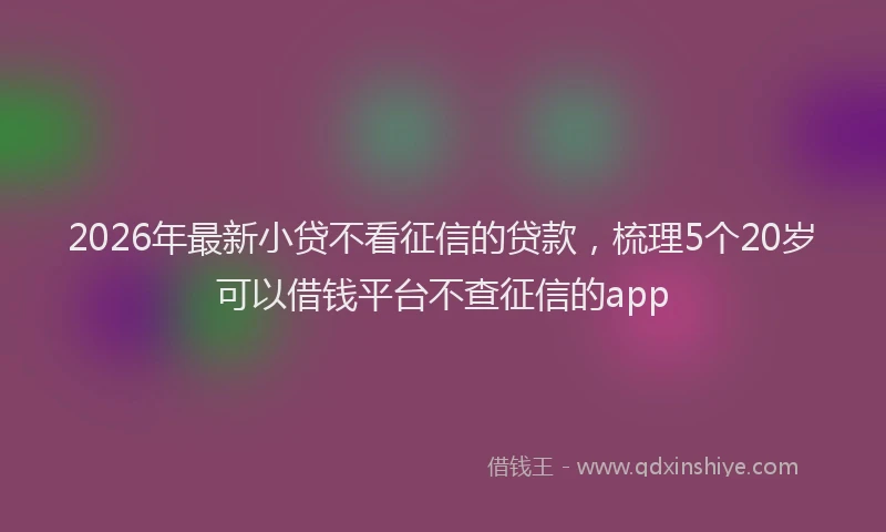 2026年最新小贷不看征信的贷款，梳理5个20岁可以借钱平台不查征信的app