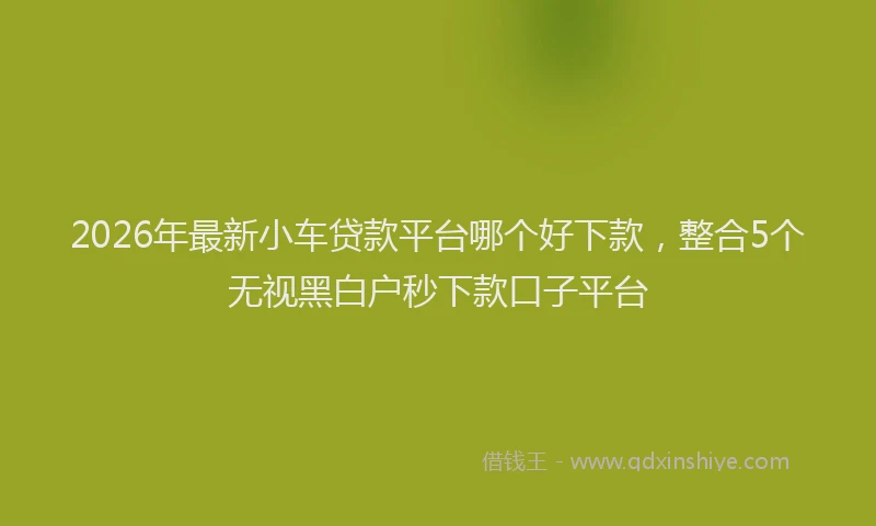2026年最新小车贷款平台哪个好下款，整合5个无视黑白户秒下款口子平台