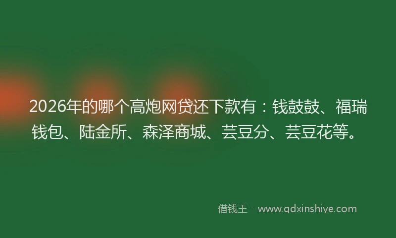 2026年的哪个高炮网贷还下款有：钱鼓鼓、福瑞钱包、陆金所、森泽商城、芸豆分、芸豆花等。