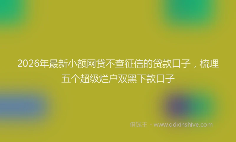 2026年最新小额网贷不查征信的贷款口子，梳理五个超级烂户双黑下款口子
