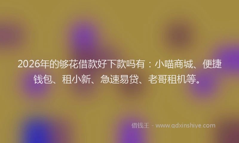 2026年的够花借款好下款吗有:小喵商城、便捷钱包、租小新、急速易贷、老哥租机等。