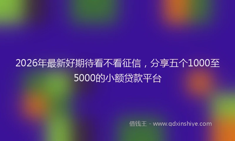 2026年最新好期待看不看征信，分享五个1000至5000的小额贷款平台