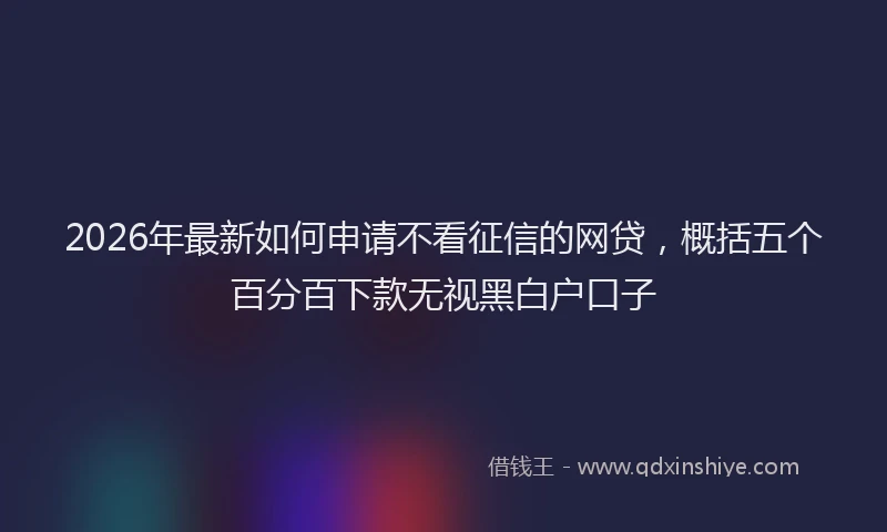 2026年最新如何申请不看征信的网贷，概括五个百分百下款无视黑白户口子