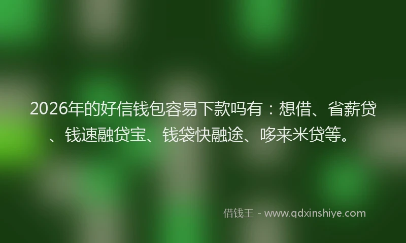 2026年的好信钱包容易下款吗有：想借、省薪贷、钱速融贷宝、钱袋快融途、哆来米贷等。