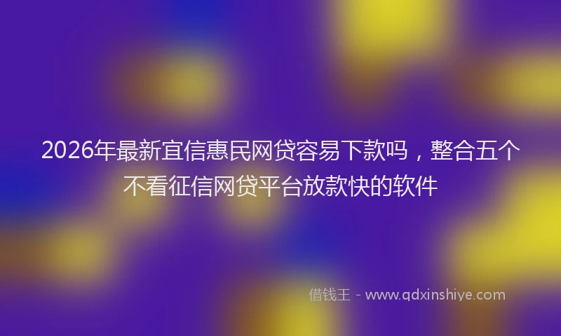 2026年最新宜信惠民网贷容易下款吗，整合五个不看征信网贷平台放款快的软件