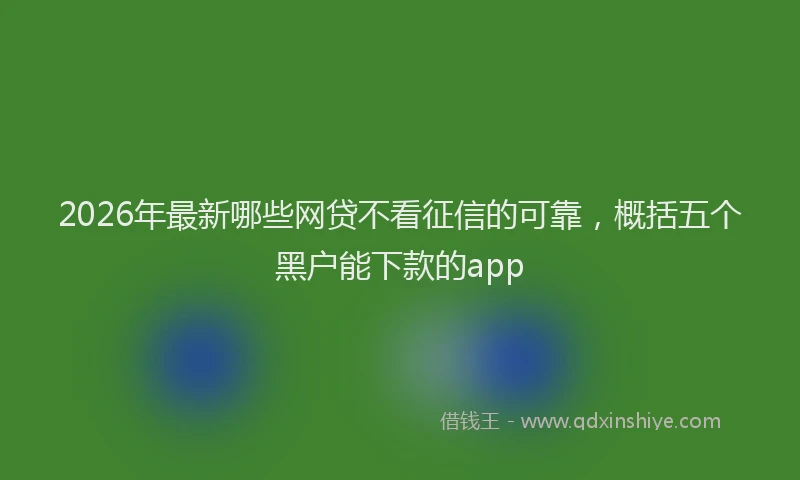 2026年最新哪些网贷不看征信的可靠，概括五个黑户能下款的app