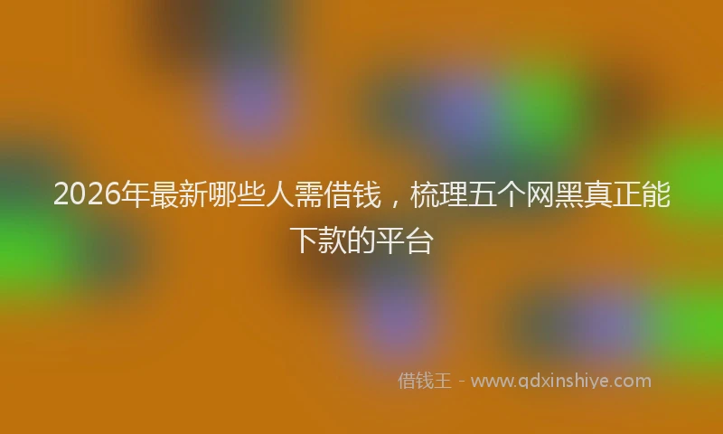 2026年最新哪些人需借钱，梳理五个网黑真正能下款的平台